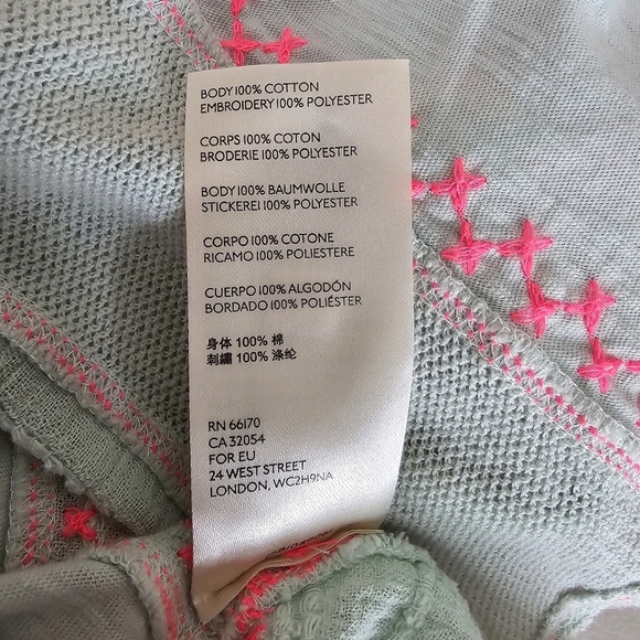 Free People Pink and Teal Blue Blouse - Size XS (Fits Medium) - Picture 9 of 12